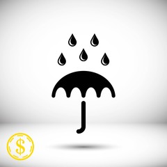 Umbrella vector icon. Rain protection symbol. Flat design style