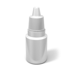 Realistic Rendering Eye or Ear Dropper 3D Bottle and Box on White Background, 3D Illustration