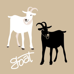 goat vector illustration style Flat black silhouette