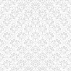Floral light silver ornament. Seamless abstract classic background with flowers. Pattern with repeating elements