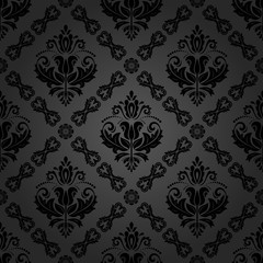 Damask classic dark pattern. Seamless abstract background with repeating elements. Orient background
