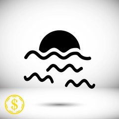 sunset waves icon stock vector illustration flat design