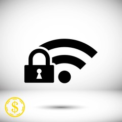 lock wifi icon stock vector illustration flat design