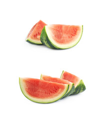 Couple watermelon slices isolated