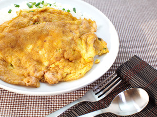 Fried beaten egg food , Thai cuisine omelet