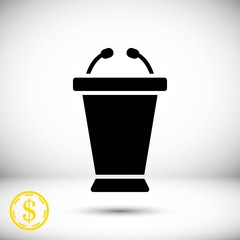 lectern with microphone icon stock vector illustration flat design