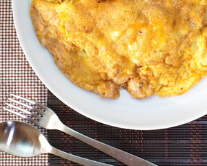 Fried beaten egg food , Thai cuisine omelet