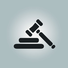 Auction hammer pictogram. Law judge gavel icon. Flat design style.