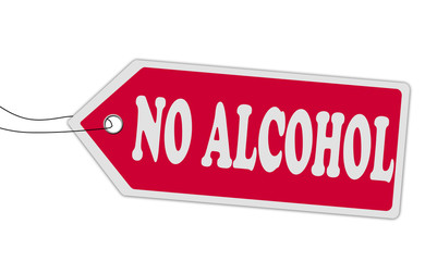 NO ALCOHOL price tag red on white