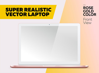 Super Realistic Vector Laptop with Blank Screen.