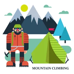Fotobehang Climbers camp illustration © Liliya Mechonoschina