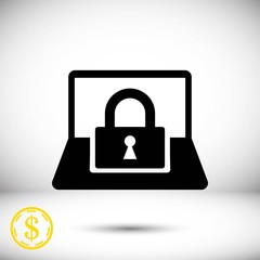 laptop lock icon stock vector illustration flat design