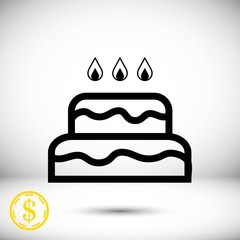 cake with candles icon stock vector illustration flat design