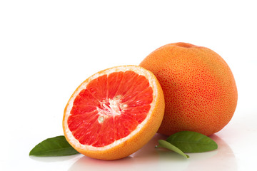 Ripe grapefruit on white background