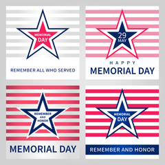 Set of the vector Memorial Day card
