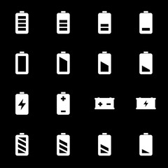 Vector white battery icons set