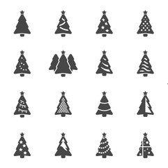 Vector black Christmas tree icons set