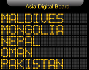 Asia Country Digital Board Information