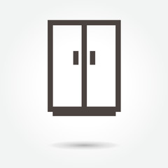 Cupboard wardrobe icon, modern design web element on white background. logo