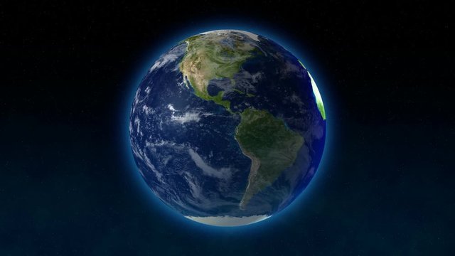 Rotation of Earth. Three-dimensional animation. Loopable