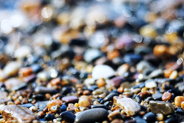 Pebble texture on the river bank