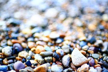 Pebble texture on the river bank