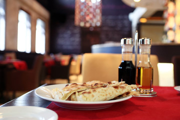 decoration of the table in the Italian restaurant