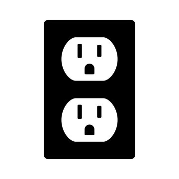 Two NEMA 5-15 grounded power outlet / ac socket flat vector icon for apps and websites