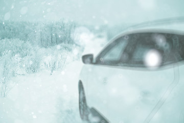 background blur bright car white snow winter