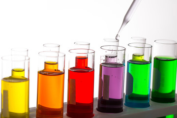 Chemistry flask glassware for test laboratory.