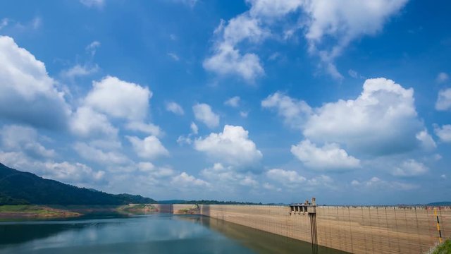 4k Time-lapse of Khun Dan Prakan Chon Dam at Nakhon Nayok province in Thailand
