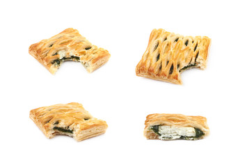Spinach and cheese bun pastry isolated
