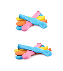 Pile of multiple unblown balloons isolated