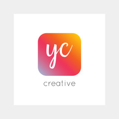 YC logo, vector. Useful as branding, app icon, alphabet combination, clip-art.