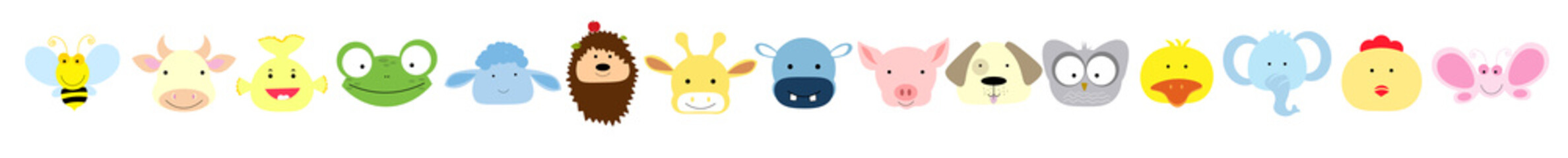 Vector Collection of Cute Animal Faces