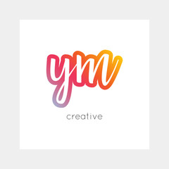 YM logo, vector. Useful as branding, app icon, alphabet combination, clip-art.