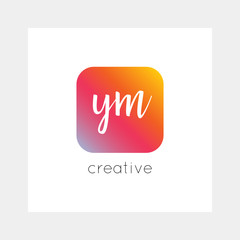 YM logo, vector. Useful as branding, app icon, alphabet combination, clip-art.