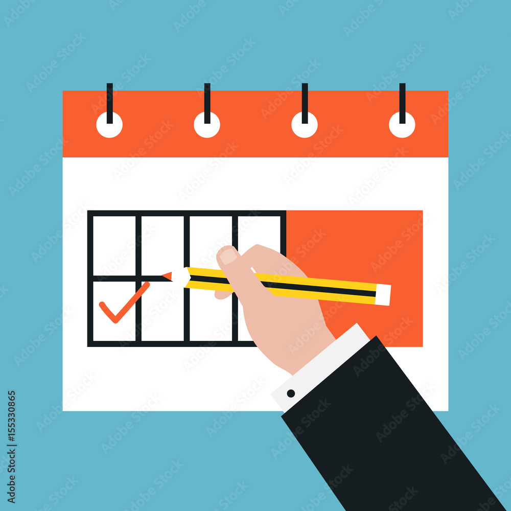 Poster time management and planning events flat vector illustration design. business concept for date plann