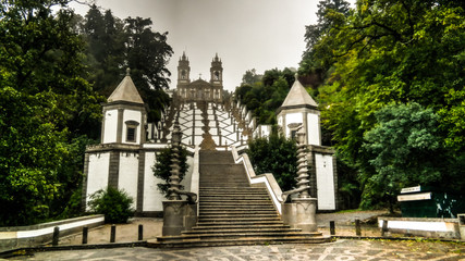 Fototapeta na wymiar Stairway to Santuario do Bom Jesus do Monte in Braga, Portugal