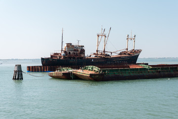 Naklejka na ściany i meble Naval Wreckage in Venice Lagoon