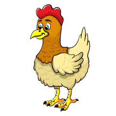 Isolated illustration of a cartoon chicken