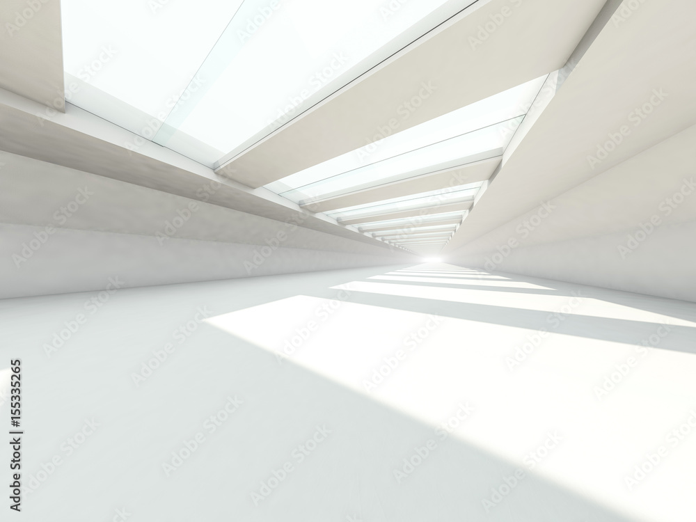 Poster abstract modern architecture background, empty white open space interior. 3d rendering