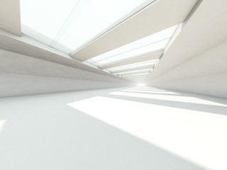 Abstract modern architecture background, empty white open space interior. 3D rendering - obrazy, fototapety, plakaty
