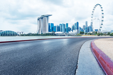 empty road with modern buildings in modern city