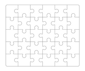 Jigsaw puzzle blank 6x5 elements, thirty vector pieces.