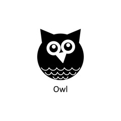Funny owl icon. Silhouette vector icon