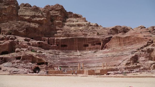 people in  the antique site of petra
