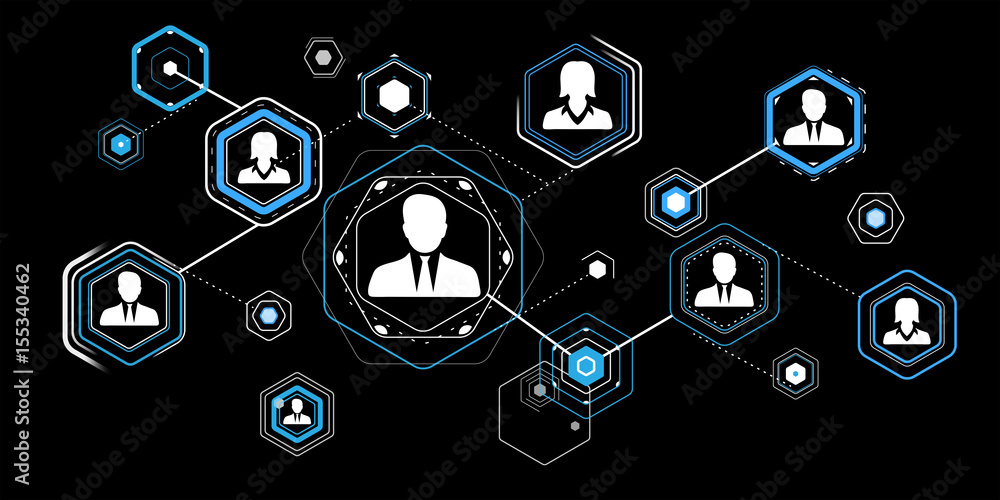 Poster 3D rendering businessman connection interface