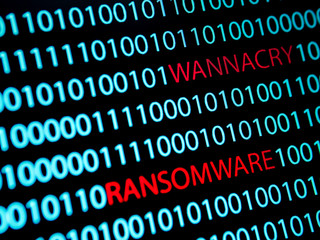 Binary Code Screen, Wannacry Virus, Ransomware