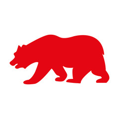 silhouette of grizzly bear icon over white background. vector illustration